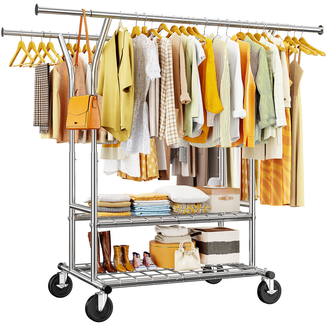 Majram Garment Rack,Adjustable Clothes Hanging Rack,Portable Clothings Rack,Metal Clothes Rack